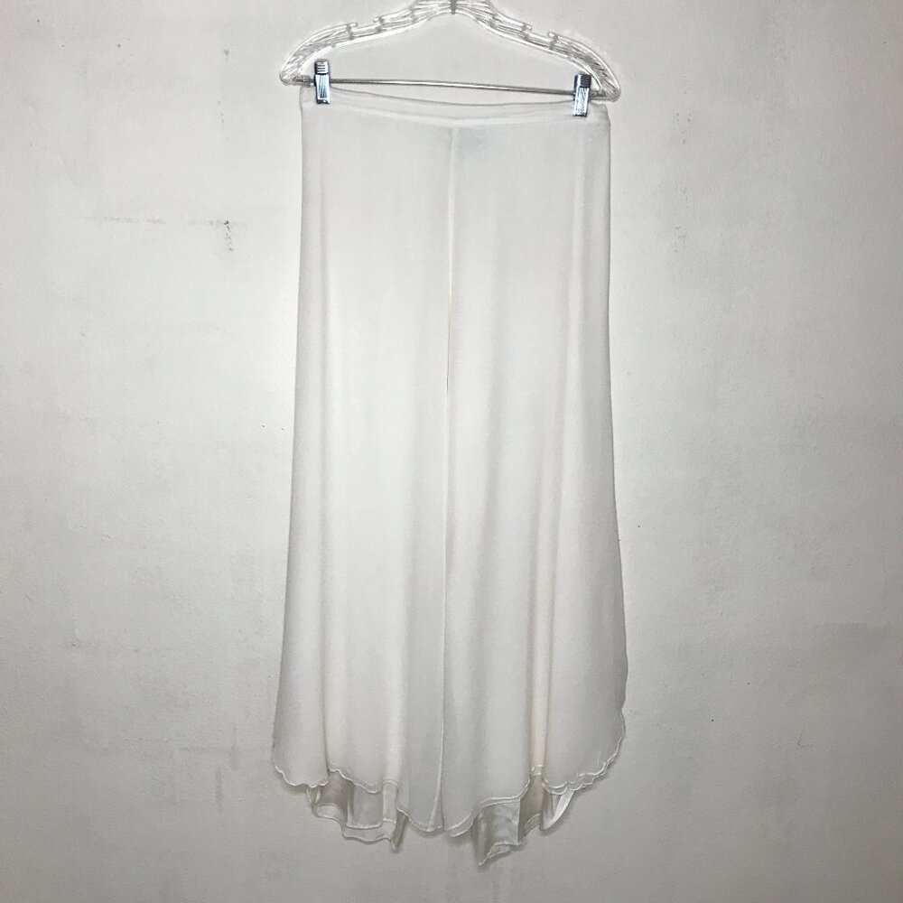 St. John Evening Silk Chiffon Layered Wide Leg Palazzo Type Pants Lined Sz 10